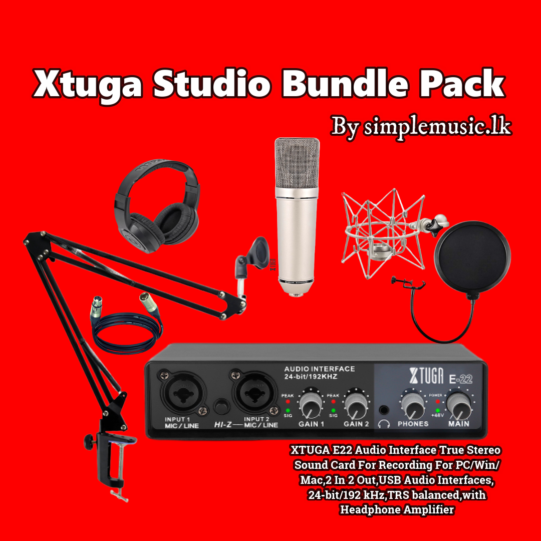 XTUGA E22 Professional 2 Combo Channel Recording Audio Interface Full Set